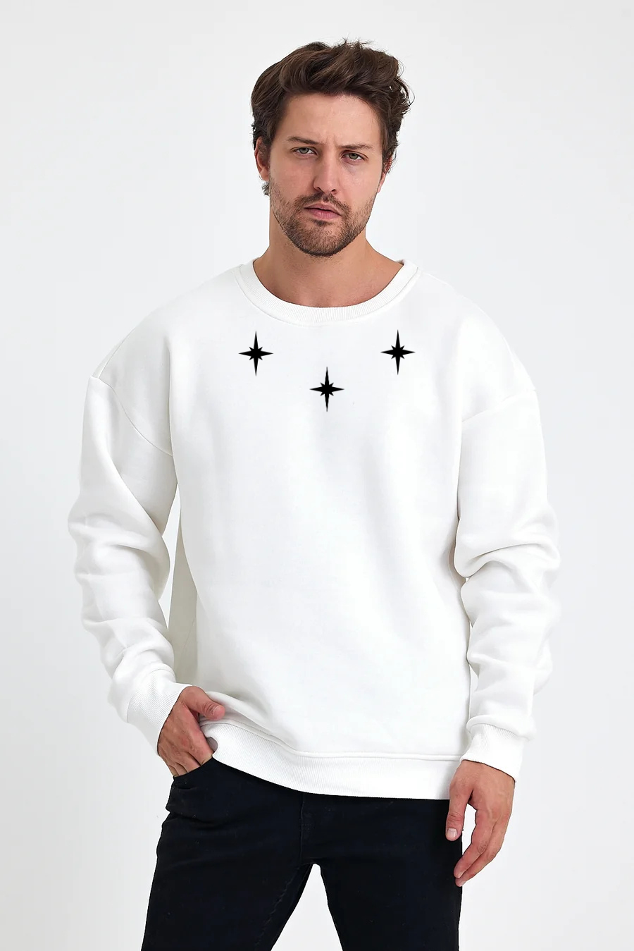 3 Yıldız Baskılı Sweatshirt