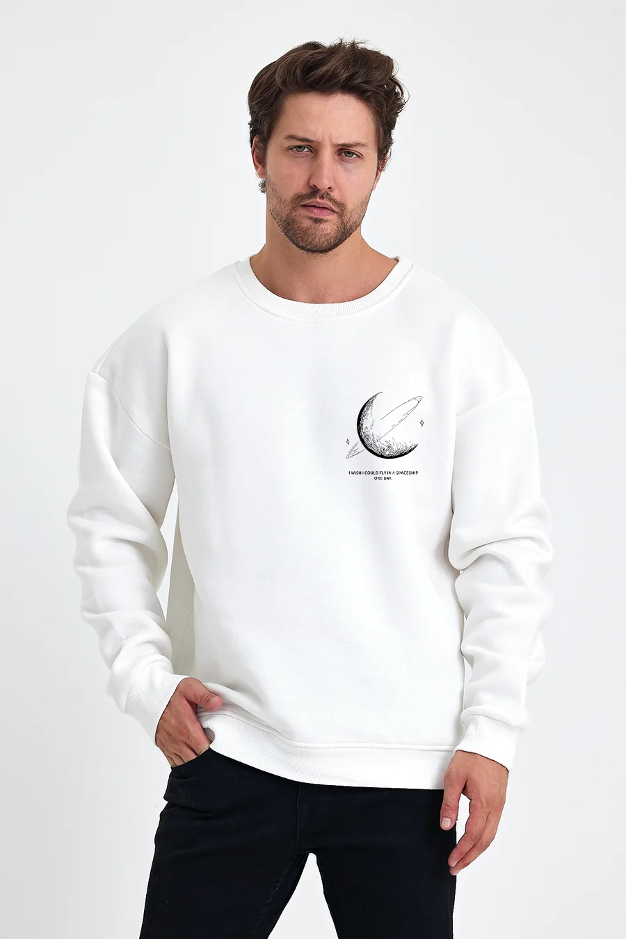 Ay Baskılı Sweatshirt