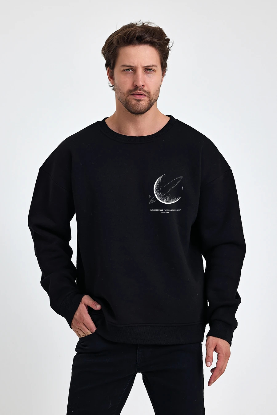 Ay Baskılı Sweatshirt