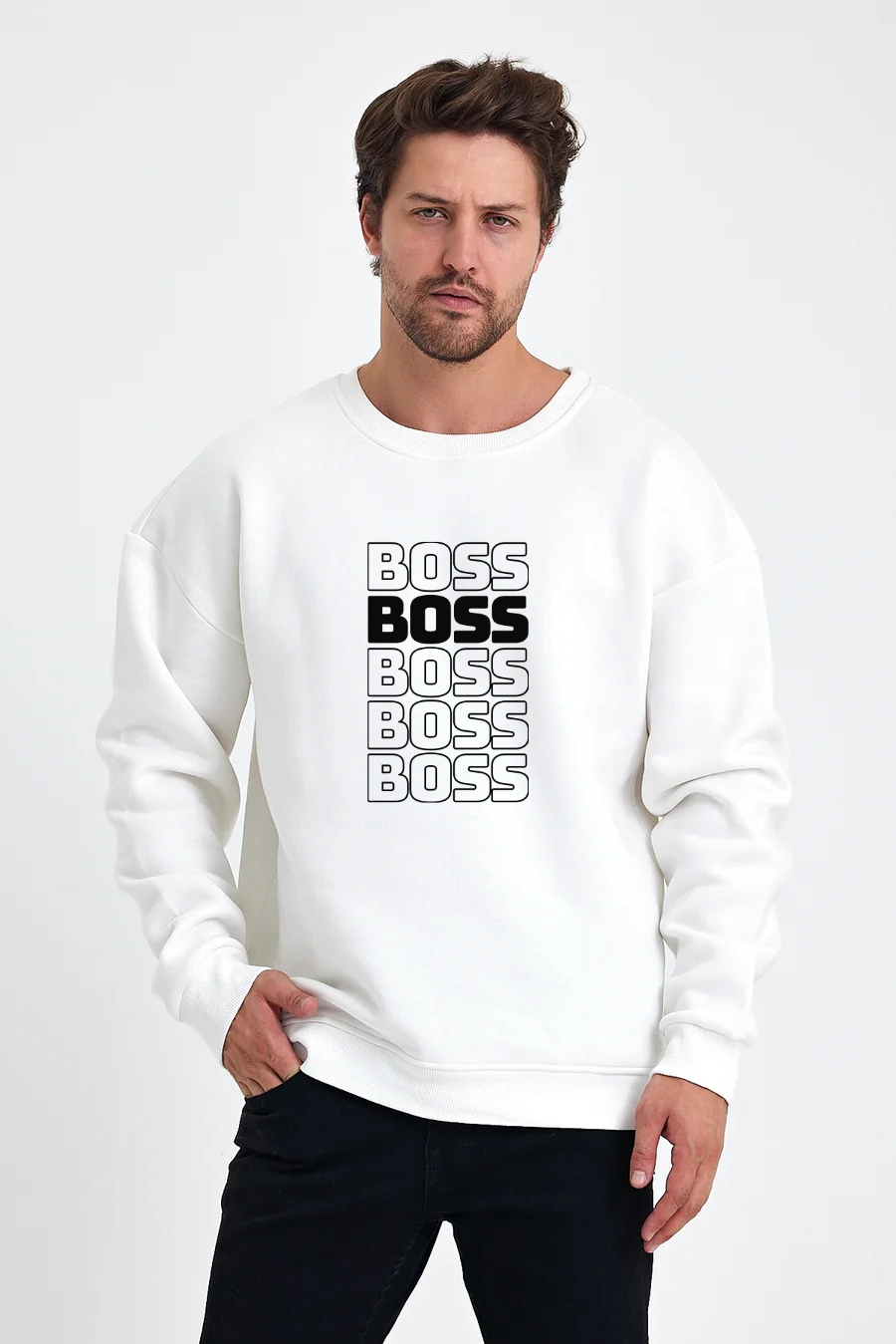 Boss Baskılı Sweatshirt