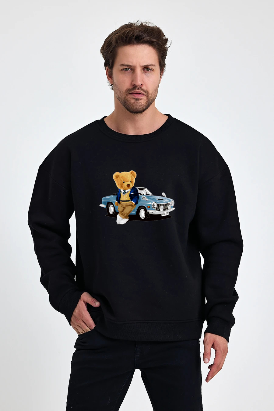 Car Bear Baskılı Sweatshirt