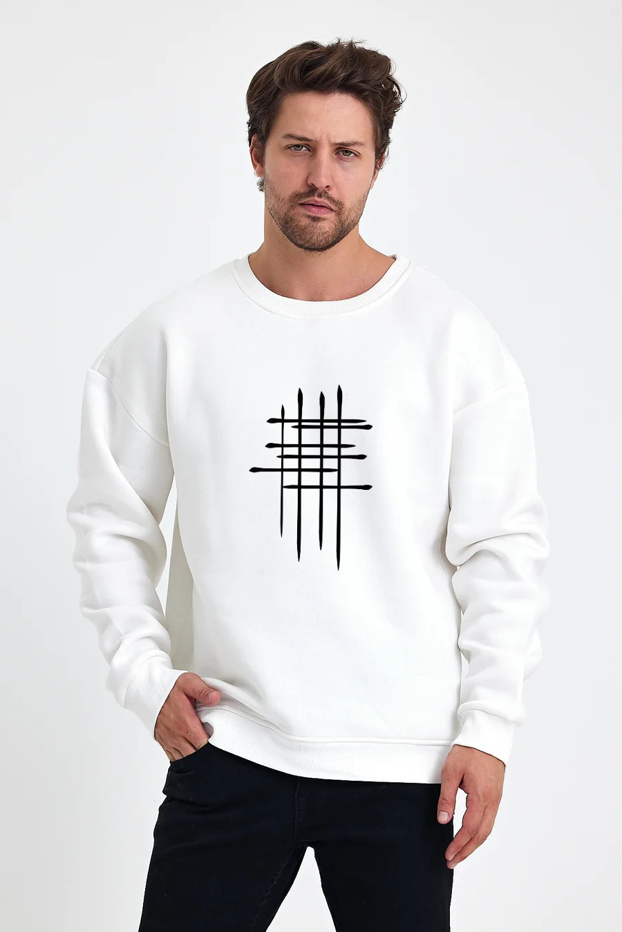Çizgi Baskılı Sweatshirt