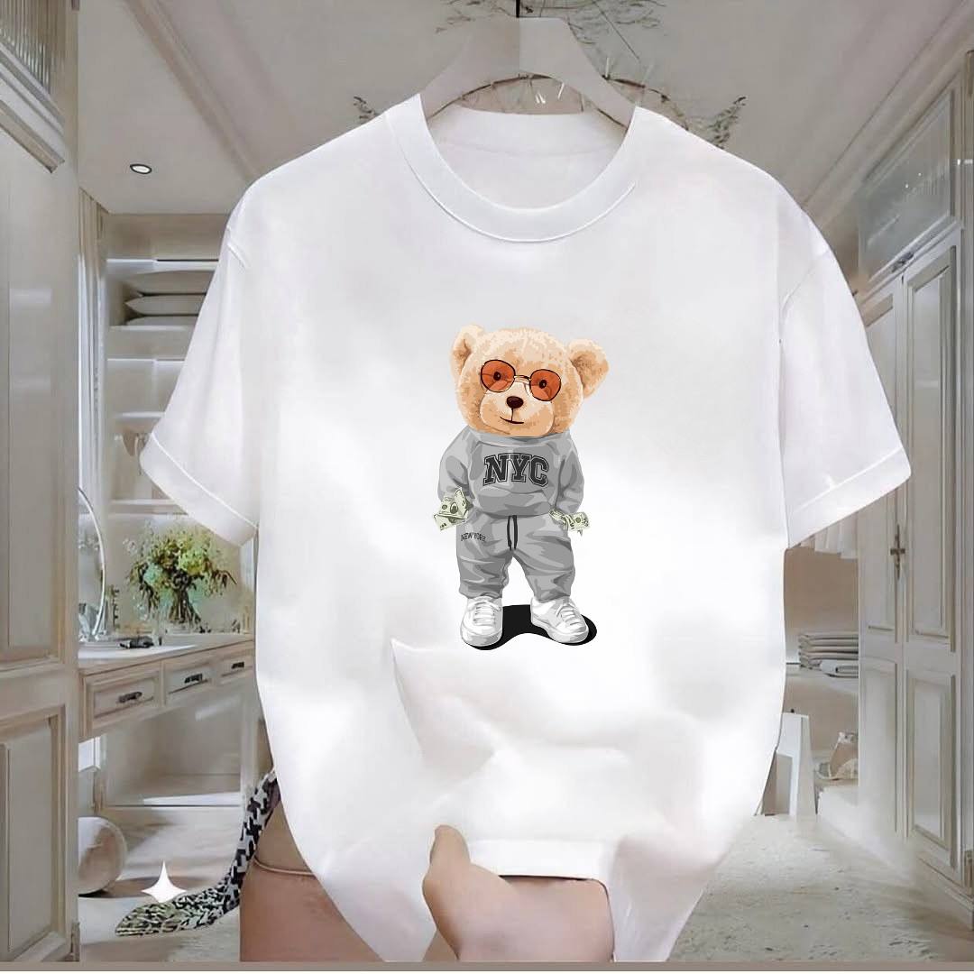 NYC Bear Baskılı Tshirt