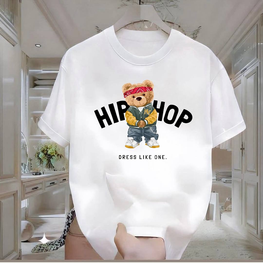HipHop Bear Baskılı Tshirt