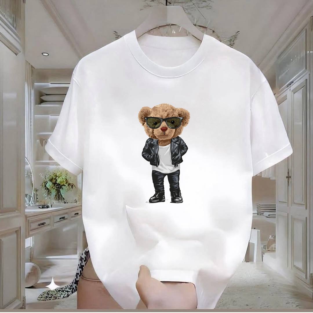 Gözlüklü Ayı Baskılı Tshirt